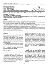 Histochemical Studies of the Extracellular Matrix of Human Articular Cartilage—A Review J