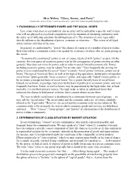 Max Weber, "Class, Status, and Party" (Electronic Version [ Abridged by DJR)