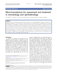 Micro/Nanodevices for Assessment and Treatment in Stomatology and Ophthalmology