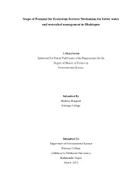 Scope of Payment for Ecosystem Services Mechanism for Better Water and Watershed Management in Bhaktapur