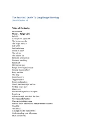 The Practical Guide to Long Range Shooting Table of Contents