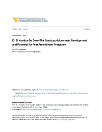 The Sanctuary Movement: Development and Potential for First Amendment Protection
