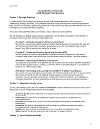 1 James Madison University Draft Strategic Plan Structure