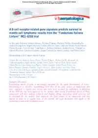 A B-Cell Receptor-Related Gene Signature Predicts Survival in Mantle