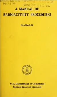 A Manual of Radioactivity Procedures