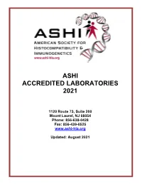 Ashi Accredited Laboratories 2021