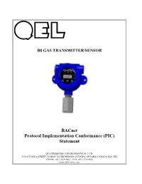 Bacnet Protocol Implementation Conformance (PIC) Statement
