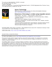 Detection of Throwing in Cricket Using Wearable Sensors