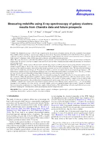 Measuring Redshifts Using X-Ray Spectroscopy of Galaxy Clusters: Results from Chandra Data and Future Prospects