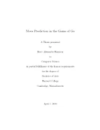 Move Prediction in the Game of Go