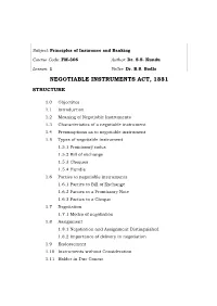 Negotiable Instruments Act, 1881