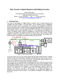 New Trends in Hybrid Systems with Battery Inverter