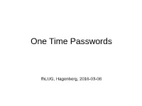 One Time Passwords