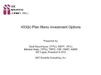 Plan Menu Investment Options