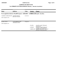 04/05/2021 Page 1 of 41 Unofficial List Candidates for State Senate