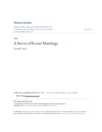 A Survey of Recent Mariology Eamon R