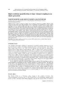 High Resolution Quantification of Slope–Channel Coupling in an Alpine Geosystem