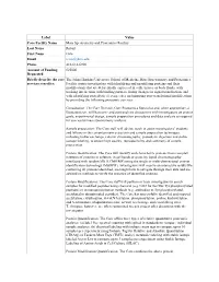 Label Value Core Facility Name Mass Spectrometry and Proteomics Facility Last Name Robert First Name Cole