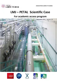 LMJ – PETAL Scientific Case for Academic Access Program September 2014 – Version 1.0