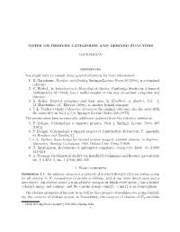 Notes on Derived Categories and Derived Functors