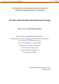 Port Wine Characterisation and Positioning in Portugal