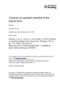 Towards an Updated Checklist of the Libyan Flora