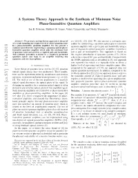 A Systems Theory Approach to the Synthesis of Minimum Noise Phase