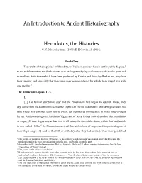An Introduction to Ancient Historiography Herodotus, The