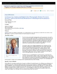 Contemporary Analog and Digital Color Photographic Prints: Processes, Practice, and Accelerated Test Methods for Evaluating Print Permanence Date and Time