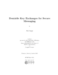Deniable Key Exchanges for Secure Messaging
