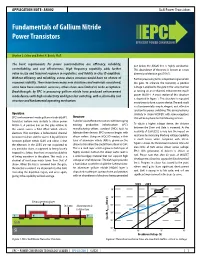 Fundamentals of Gallium Nitride Power Transistors EFFICIENT POWER CONVERSION