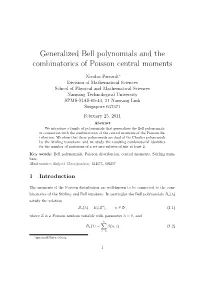 Generalized Bell Polynomials and the Combinatorics of Poisson Central Moments