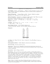 Kaolinite Al2si2o5(OH)4 C 2001 Mineral Data Publishing, Version 1.2 ° Crystal Data: Triclinic