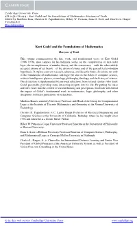 Kurt Gödel and the Foundations of Mathematics