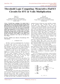 Memristive-Finfet Circuits for FFT & Vedic Multiplication