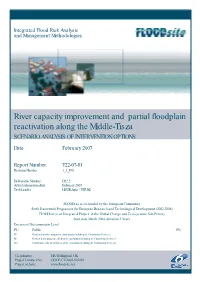 River Capacity Improvement and Partial Floodplain Reactivation Along the Middle-Tisza SCENARIO ANALYSIS of INTERVENTION OPTIONS