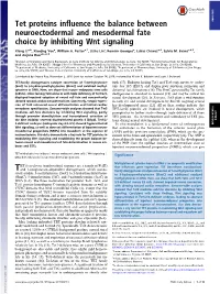 Tet Proteins Influence the Balance Between PNAS PLUS Neuroectodermal and Mesodermal Fate Choice by Inhibiting Wnt Signaling