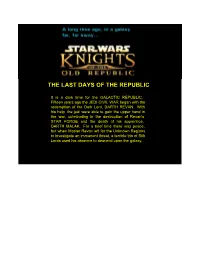 The Last Days of the Republic