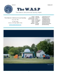 The W.A.S.P the Warren Astronomical Society Paper