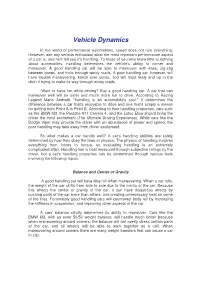Vehicle Dynamics and Performance Driving
