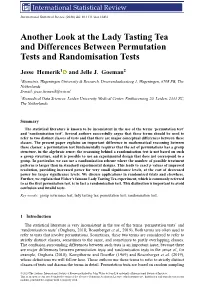 Another Look at the Lady Tasting Tea and Differences Between Permutation Tests and Randomisation Tests