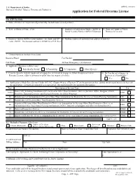 Application for Federal Firearms License