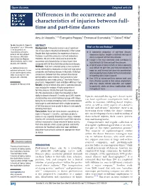 Differences in the Occurrence and Characteristics of Injuries Between Full- Time and Part-Time Dancers