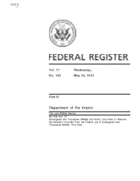 Endangered and Threatened Wildlife and Plants; Final Rule to Remove the Morelet’S Crocodile from the Federal List of Endangered and Threatened Wildlife; Final Rule