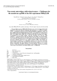 Non-Axenic Microalgae Cultivation in Space – Challenges for the Membrane Μgpbr of the ISS Experiment PBR@LSR