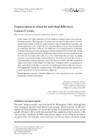 Proprioception As a Basis for Individual Differences Liudmila N