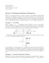 Review of Maximum Likelihood Estimators