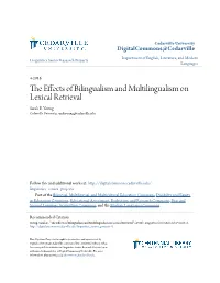 The Effects of Bilingualism and Multilingualism on Lexical Retrieval" (2016)