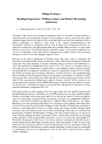 William James and Robert Browning (Abstract)