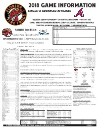 2018 Game Information Single-A Advanced Affiliate